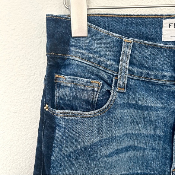 FRAME Denim Le Vintage Crop Jeans Flare Two-Tone Contrast Wide Fall Blue Size 25 - Picture 5 of 16